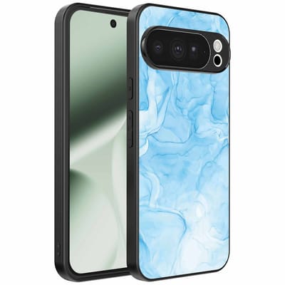 Geschikt voor Google Pixel 10 Pro XL Telefoonhoesje met marmer opdruk - TPU backcover case marble design - Lichtblauw - Smartphonica geschikt voor Google Pixel 10 Pro XL