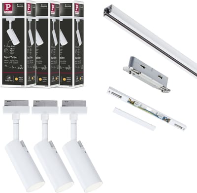 URail Railspot Tubo Startersset 3x150lm 3x4W 3000K dimbaar 230V Signaalwit