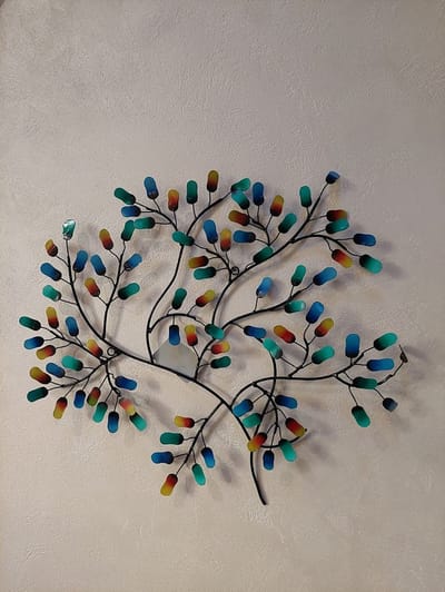 Floz Design metalen wanddecoratie tak - levensboom abstract - geeft subtiel kleur in de ruimte - 65 x 58 cm - wanddecoratie 3D - fairtrade en uniek