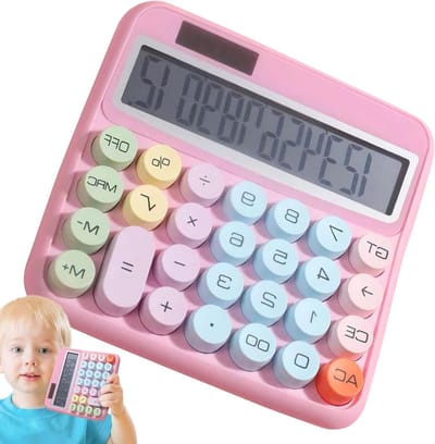 Bureaurekenmachine - Optelmachine - Boekhouding Werk - Grote Toetsen - 12 Cijfer - Roze