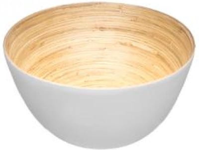 SET VAN 2 WITTE BAMBOE HOUTEN SERVEERSCHALEN - 17cm