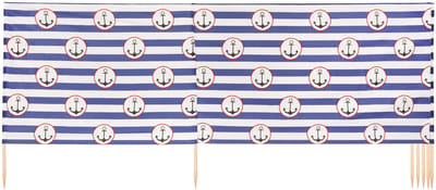 Garronda 5m Strand Windscherm Met Stokken - Windscherm Strand – Windscherm – Camping – Stripes/Anchor-8 - LA-EX-Wb-5m