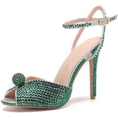 Catwalkstijl Strass Pailletten Peep-toe Dames Gladiator Sandalen Zomer Elegante Hoge Hakken Kristal Bruiloft Banket Bruidsschoenen 43 beige