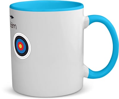 Akyol - boogschieten met naam - koffiemok - theemok - blauw - Sport - boogschieters - cadeau - verjaardag - geschenk - gepersonaliseerde jongens en meisjes - 350 ML inhoud