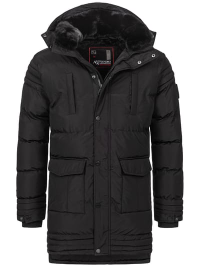 Alessandro Salvarini heren winterjas AS285 met teddyvoering en afneembare capuchon