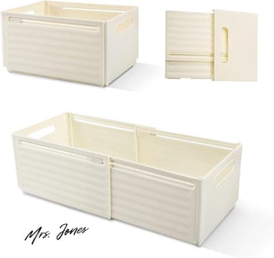 Mrs. Jones Opbergdoos uittrekbaar - 2-delig opbergdoos van kunststof - stapelbaar opvouwbare opbergkast voor snacks - kleding speelgoed en cosmetica .