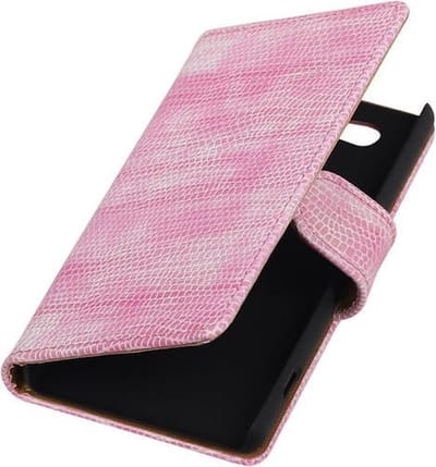 Sony Xperia Z4 Compact Bookstyle Wallet Hoesje Mini Slang Roze - Cover Case Hoes