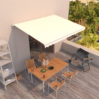 vidaXL - Luifel - handmatig - uittrekbaar - 400x350 - cm - crèmekleurig