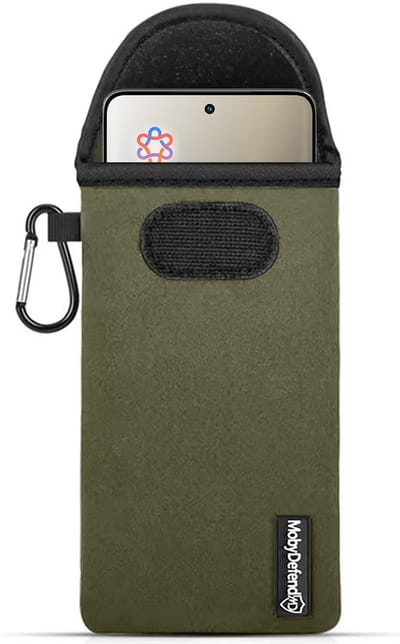 MobyDefend Hoesje - Geschikt voor Motorola Edge 60 Pro - Neopreen Pouch Met Karabijnhaak - Insteek - Riemlus - Groen