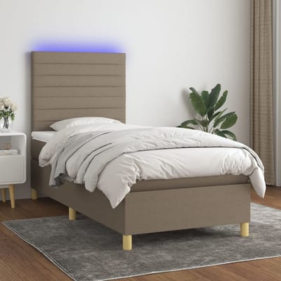 vidaXL - Boxspring - met - matras - en - LED - stof - taupe - 80x200 - cm