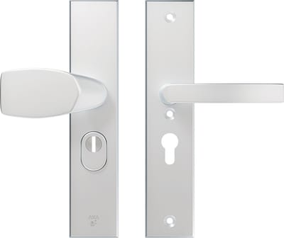 AXA Veiligheidsbeslag (Edge Plus) Aluminium glad: bedienbare Knop-Kruk (model Wing-Blok) PC55 met kerntrekbeveiliging SKG***