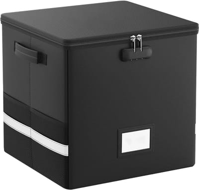 Platenkrat - Opbergkrat Media - Platen Opslaan - Brandwerend Waterdicht - 35.7 x 32.3 x 7.3 cm - Zwart