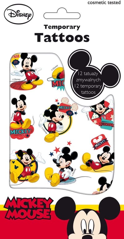Mickey Mouse Tattoos - Tijdelijke Tattoo - Plak Tattoos - Nep Tattoo - Fake Tattoo - Disney - Kinderen - 1 Vel met 12 tattoos