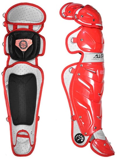 All Star LG30WPRO Leg Guards Adult | 16,5¨ Inch Kleur Scarlet voor Sport Honkbal/Softball