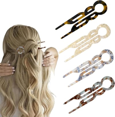 Set 4 Stevige Acetaat Haarspelden voor Knot en Updo