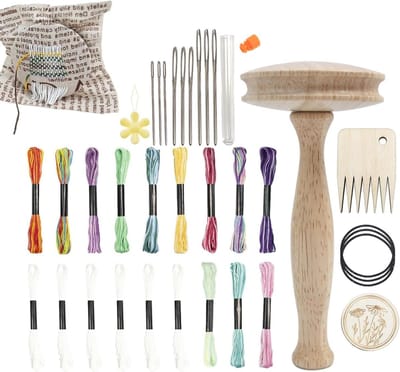 Draagbare afneembare houten reparatieset voor sokken en breien, voor hoeden, truien, broeken, reparatie, , vrouwen, beginners, amateurs