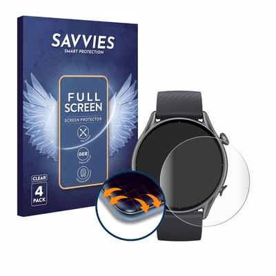 Savvies - Screenprotector voor Huami Amazfit GTR 3 - Folie Beschermfolie transparant volledig dekking 4 Stuks