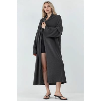 Relaxed Fit Langlijn Open-Front Sjawl Kraag Gebreide Cardigan