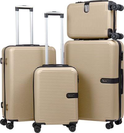 Koffersets - kofferset 4-delig met wielen - Met wielen - Meedere Koffers ook geschikt als kofferset 3 delig - Trolley - Milaan - Champagne Gold