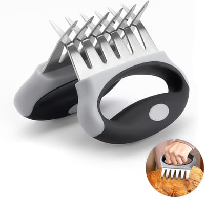 Vleesklauwen om te versnipperen, metalen set van 2 gereedschappen, kippenversnipperaar, vleesversnipperaar klauwen, barbecue versnipperende klauwen, getrokken varkensvlees, berenklauwen