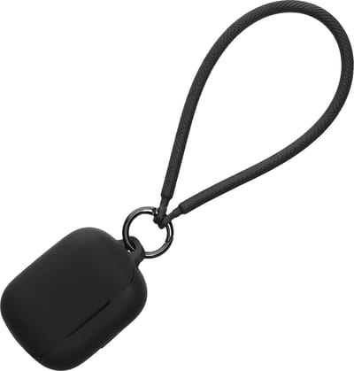kwmobile oordopjes case geschikt voor Anker Soundcore K20i hoesje - Oortjes cover met handstrap - In-ear koptelefoon hoes - Silicone in zwart