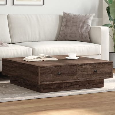 vidaXL Salontafel 90x90x28 cm bewerkt hout bruin eikenkleur