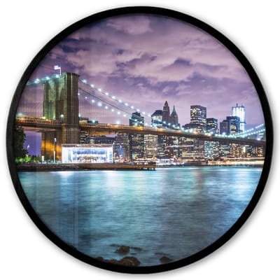 Poster in lijst Rond - Fotolijst 40x40 cm - Posters - New York - Skyline - Stad - Kleuren - Ronde posterlijst zwart - Decoratie - Wanddecoratie woonkamer - Muurdecoratie slaapkamer