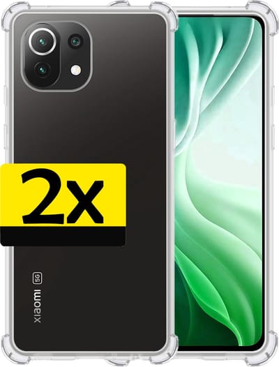 Hoesje - 2 Stuks - Geschikt voor Xiaomi 11 Lite 5G NE - Sterk & Shockproof - Siliconen Case - Back Cover - Telefoon Hoes Shock Proof - Telefoonhoesjes - Transparant