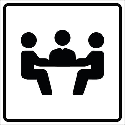 Vergaderzaal sticker, wit zwart 100 x 100 mm