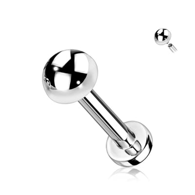 Piercing titanium flat dome intern schroefdraad 1.2x6 - zilver - LMPiercings
