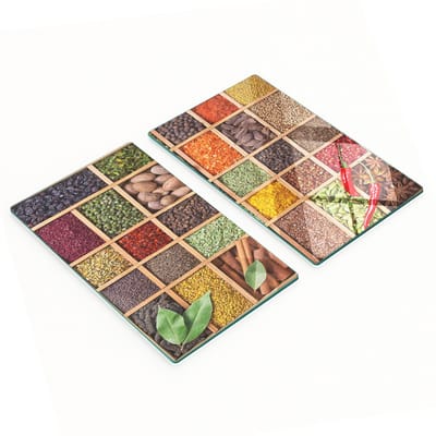 Decoratieve snijplanken van gehard glas voor specerijen en kruiden, 2x30x52 cm