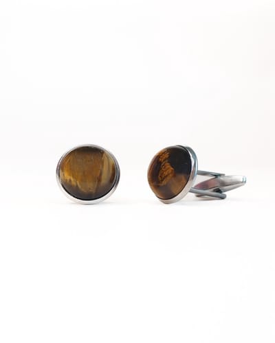 Ava & Imber Manchetknopen Tijgeroog Zilver Stainless Steel (RVS) | Manchetten Man | Heren Cufflinks | Bruiloft | Bruidegom Manchetknopen
