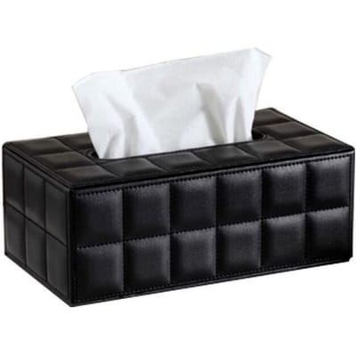 Kunstleer Rechthoekige Vorm Modern Zwart Wit Papierhouder Tissue Dispenser Opbergdoos Auto Huis Restaurant Tafeldecoratie
