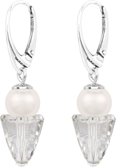 ARLIZI 1463 Oorbellen Swarovski parel kristal wit - sterling zilver - 4 cm