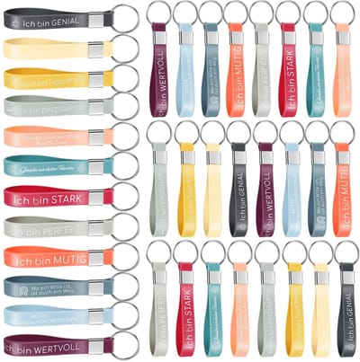 Dailygoods- Sleutelhangers 24 stuks - Inspirerende Spreuken - Siliconen - Wasbaar - Veilig - Duurzaam - Compact en Lichtgewicht - Sleutelaccessoire