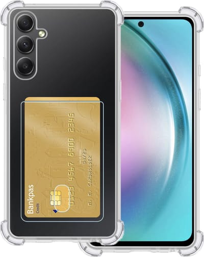 Hoesje Geschikt voor Samsung Galaxy A54 - Met Pashouder en Kaarthouder - Telefoon Hoes Shockproof - Siliconen Case - Back Cover - Shock Proof - Pasjes Houder - Transparant