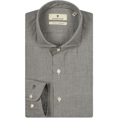 Thomas Maine Overhemd Roma Modern Kent Small Pied-de-Poule Pattern Midden Grijs / male