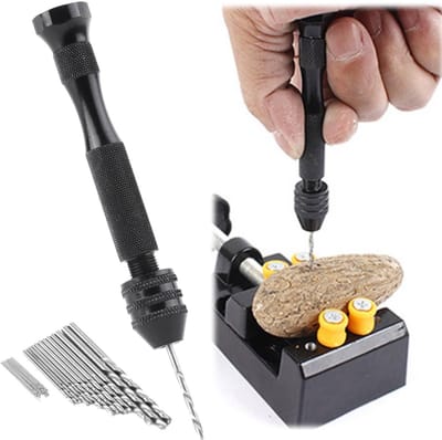 Duurzame Mini Handboor met 25 HSS Boortjes voor Precisiewerk, Verstelbare Klemcapaciteit van 0.3-3.6mm, Ideaal voor Sieraden en Thuisdecoratie