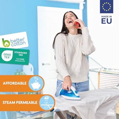 Premium Strijkplankhoes Classic – Extra dampdoorlatend – Maat S/M MAX. 42 x 125cm – 3MM schuimlaag voor optimaal strijkcomfort
