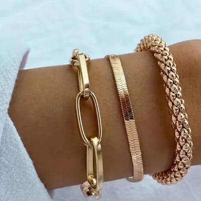 Sorprese Armband - Eleganza - Goudkleurig - RVS - Armband Dames - 3-Delig - Model O