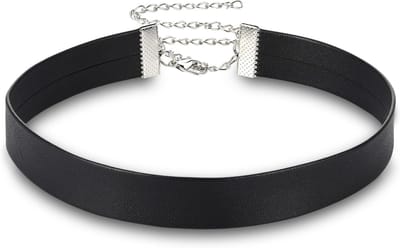 Zwart Leren Choker Halsketting voor Vrouwen - Verstelbare Gothic Punk Kostuumaccessoire voor Halloween en Carnaval