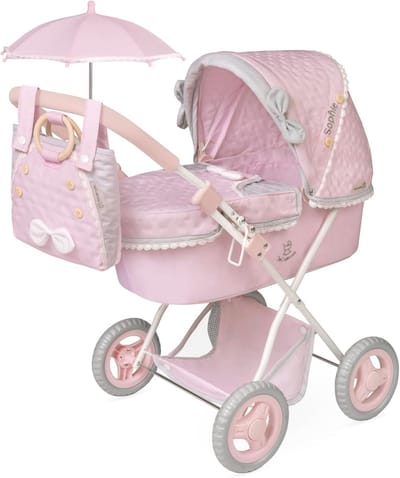Opvouwbare poppenwagen met parasol voor poppen