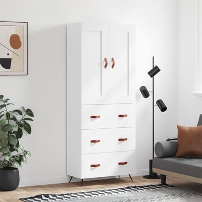 vidaXL - Hoge - kast - 69,5x34x180 - cm - bewerkt - hout - wit