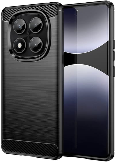 MobyDefend Hoesje - Geschikt voor Xiaomi Redmi Note 14 Pro 4G - TPU Backcover - Geborstelde Metaal & Carbon-Look - Zwart