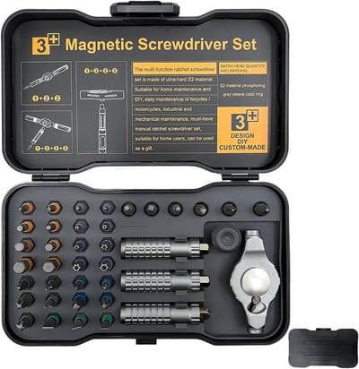 Magnetische Schroevendraaier Set - 39-in-1 Gereedschap - Precisie Reparatie - Snelwissel Ratel - Compacte Koffer - Grijs