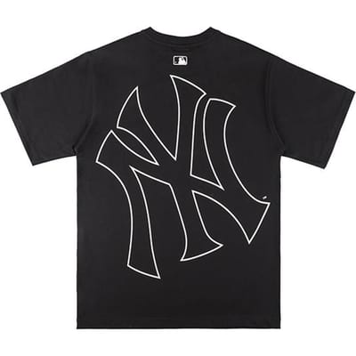 MLB New York Yankees Letterprint Korte Mouw T-shirt Unisex tops Zwart 31TS33131-50L S gray