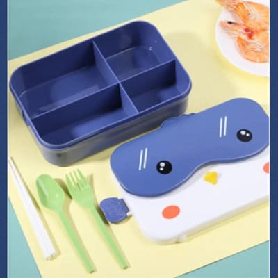 Schoolkinderen Bento Lunchbox Rechthoekig Lekvrij Plastic Anime Draagbaar Magnetron Voedselcontainer Schoolkind Lunchbox blue