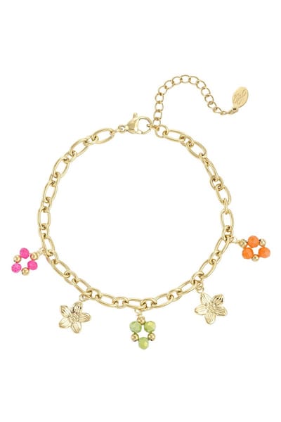 Bedelarmband happy place - Goudkleur - Vrouw - Cadeau - Zomer - Kralen - Happy