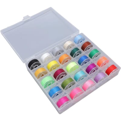 25 stuks voorgewonden spoeldraad in diverse kleuren met opbergdoosje Naaimachineaccessoires white