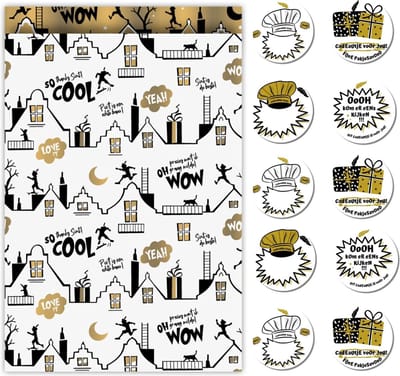 Sinterklaas Cadeauzakjes Wit Goud - 10 Stuks - 12 x 19 cm - Inclusief 10 Sluitstickers